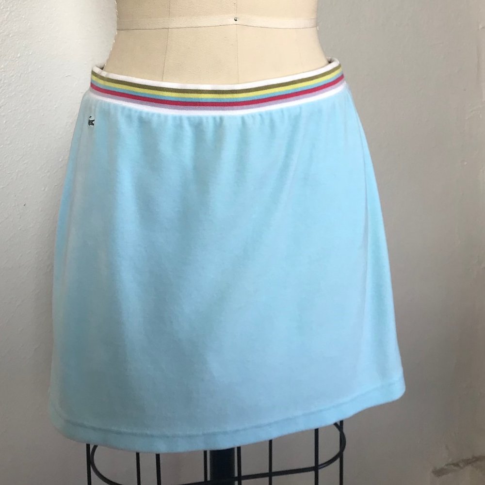 Lacoste baby blue vintage velour Golf/ Tennis mini skirt Sz 40 (Sm-M)